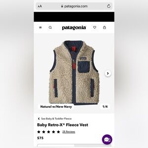 EUC Patagonia retro-x fleece vest size 2T. $75 retail.